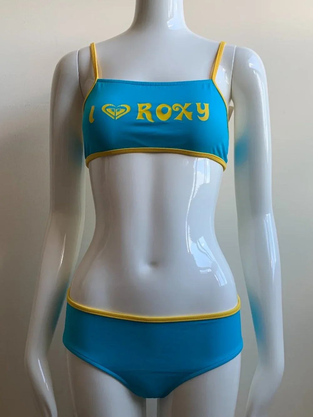 Roxy Girls logo swimwear turquoise blue sporty 2pc bikini set